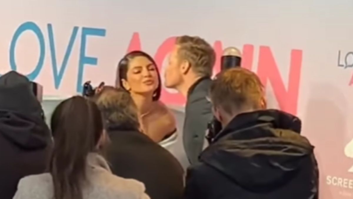 Priyanka Chopra Gets A Kiss From Co Star Sam Heughan During Love Again Premiere Watch